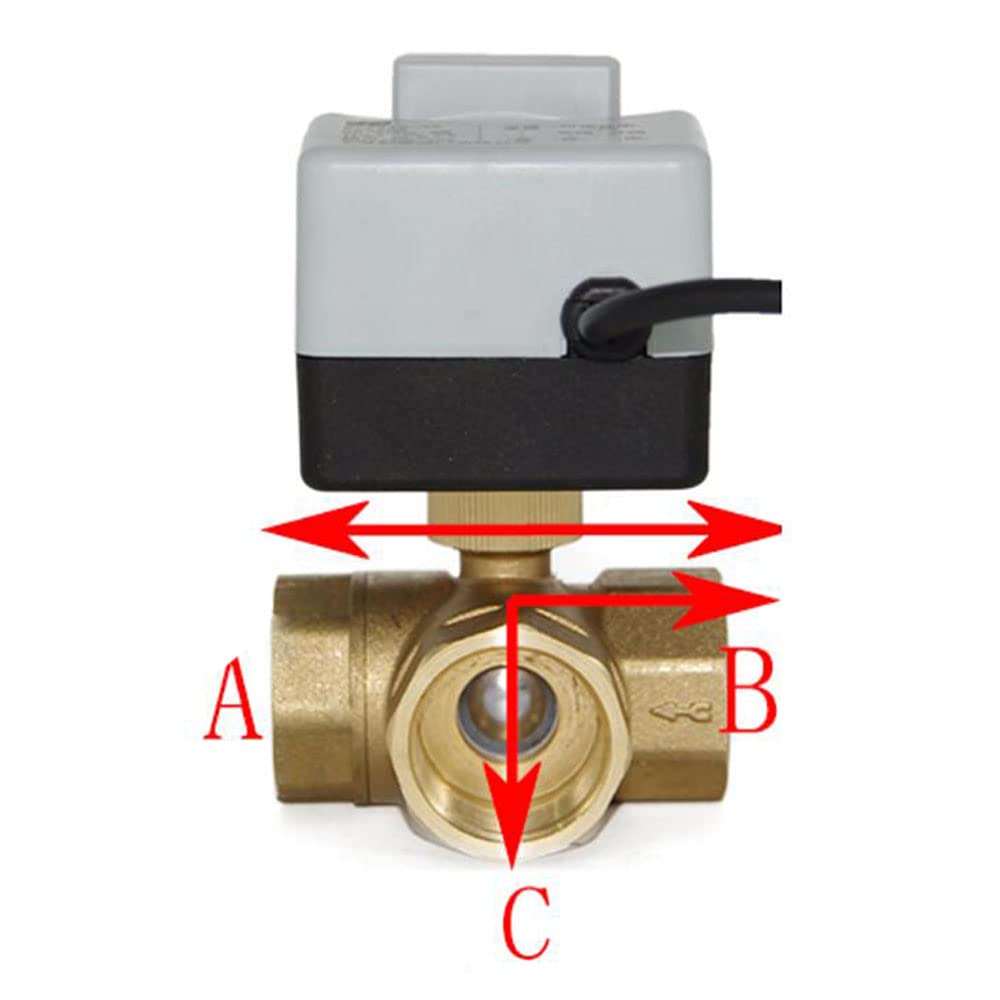 Valvola a sfera motorizzata in ottone, attuatore elettrico a due comandi a 3 fili AC220V 3 vie / 2 vie DN15 DN20 DN25 DN32 DN40 con interruttore manuale (DN32,2 Way)