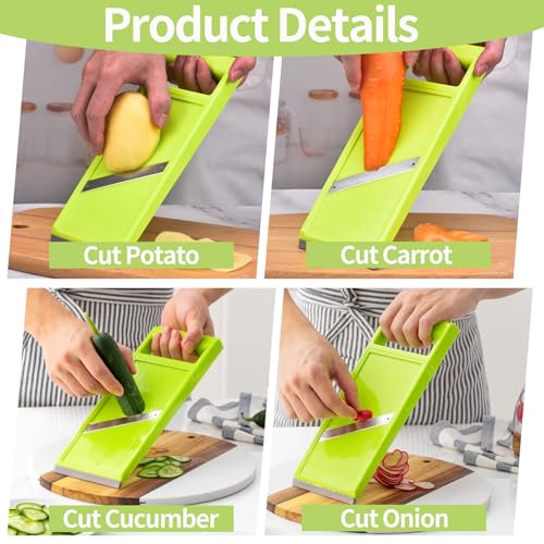 Portable Vegetable Slicer, Stainless Steel Handheld Mandoline, Potato Carrot Food Slicer, Chip Maker with Ergonomic Handle, Dish Washer Safe Cucumber Chopper, Kitchen Slicer for Onion Cheese - Image 5