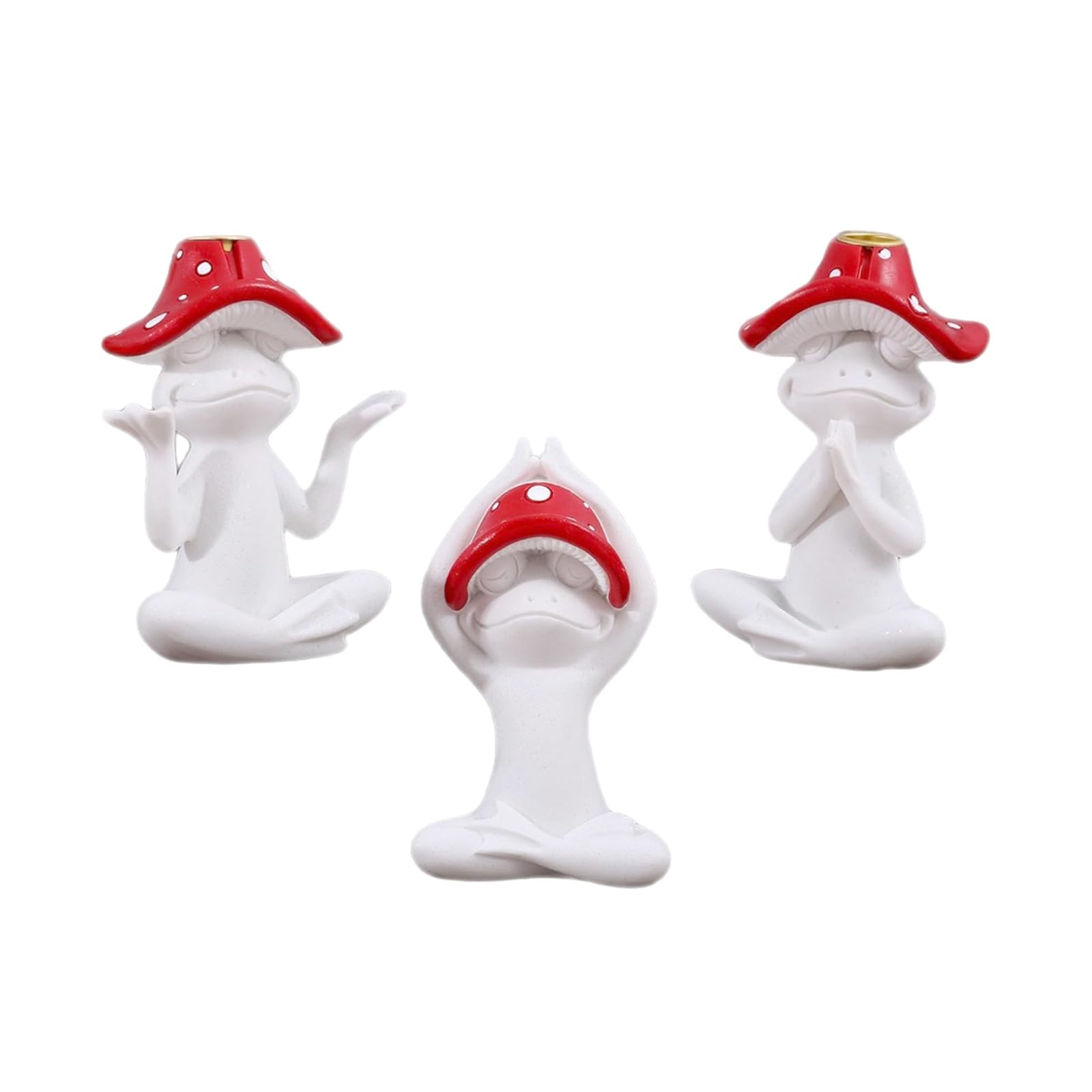 LLUJIAXI 3Pcs Frogs Mushroom Statue Resin Figurines Incenses Burners Collectible Ornament For Home Decors And Meditations Space