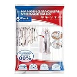 Hanging Vacuum Storage Bags, 6 Pack Large Hanging Space Saver Bags, Hanging Storage Bags for Clothes