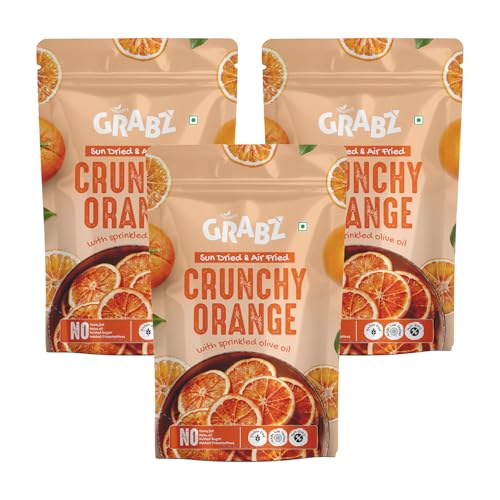 Image of HealthyGrabz Orange Fruit Chips | Solar-Dehydrated & Air-Cooked | Vitamin-Rich | No Added Sugar | Vegan, Gluten-Free | 20g x 3 Pack | Made by Dr. Dimple