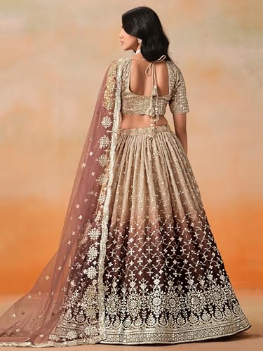 Image of Zeel Clothing Women Georgette Semi stitched Sequins Zari Embroidered Lehenga Choli With Dupatta (7086-Latest, Free size)