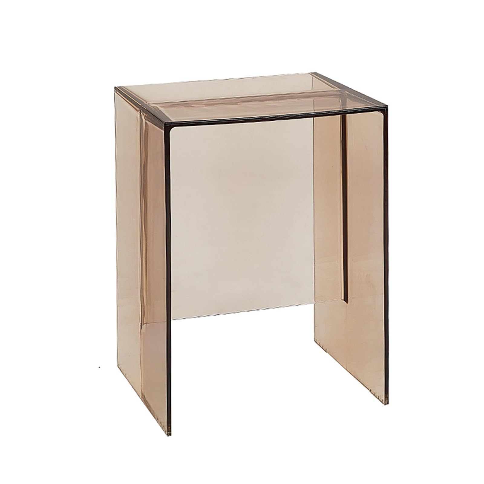 AMZBNEIDI Clear Acrylic Side Table Narrow, Acrylic Nightstand Colorful Bedside Table with Open Storage Shelf(Brown)