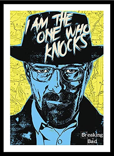Spoil Your Wall Breaking Bad Poster – "I Am The One Who Knocks" Quote – Framed Home Wall Art – 40x55cm Black Frame