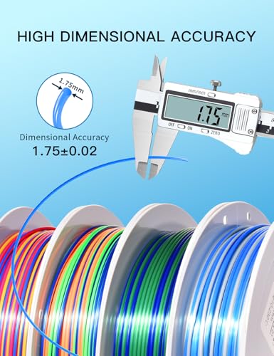 Image of PINBALL Silk Rainbow 3D Printer Filament Bundle, Shiny Multicolor PLA Filament Fast Color Change, 250g Spool, 4 Rolls, 4 Colors