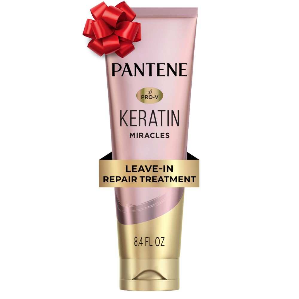 Pantene Keratin Leave-In Conditioner, Protein Treatment, with Argan Oil, Repairs Split Ends, Protects Hair from Damage, for Dry Damaged Hair, Safe for Color Treated Hair, Formaldehyde Free, 8.4oz