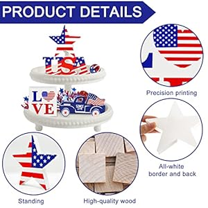 4th of july decor patriotic decorations 4pcs wooden star usa love car sign fourth of july table decorations memorial day red white and blue decor  urban country home decor