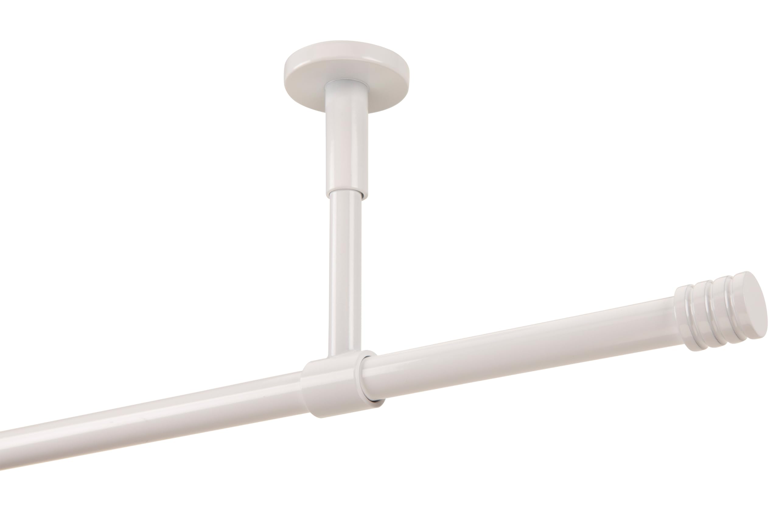 DécoProfi Gardinenstangen Weiß glänzend 1-läufig Ø 16 mm L: 320 cm I "Endkappe mit Rille" Gardinen/Vorhangstange im Set I Inklusive Träger, Befestigung und Endstücke I Decken- oder Wandbefestigung