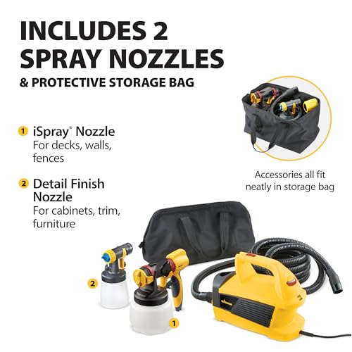 Image of Wagner SprayTech 0529090 FLEXiO 4000 Stationary HVLP Paint and Stain Sprayer, Sprays Most Unthinned Latex, Includes Two Nozzles, iSpray Nozzle and Detail Finish Nozzle