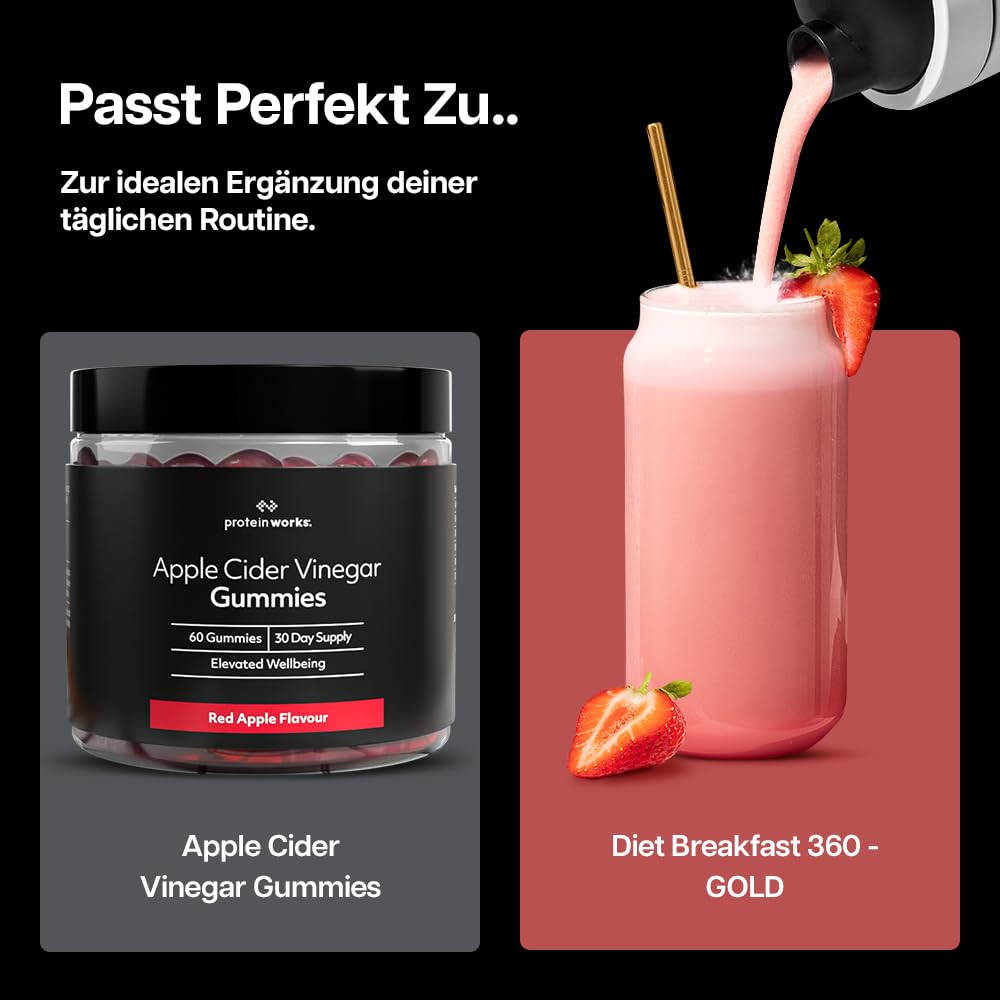 Protein Works | Diet Breakfast 360 - Gold, Sommerbeeren, 36 Portionen, 2kg | Diät-Mahlzeitenersatz, Abnehmen Shake, Gewichtsverlust, mit Koffein, grünem Tee, Yerba Mate, 24 Vitamine & Mineralstoffe