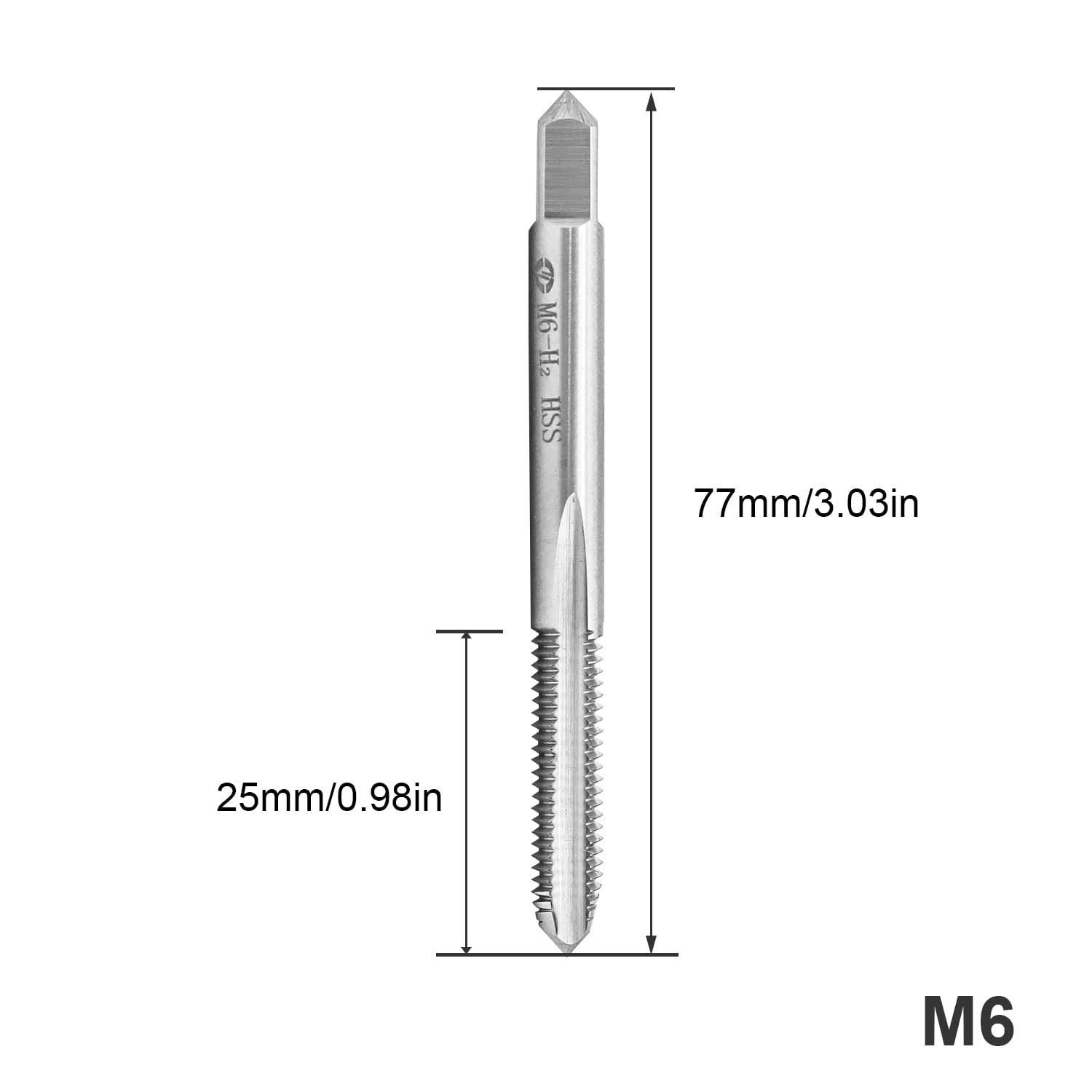 Kesiku M6*1.0 Metric Hand Thread Tap, Taper Screw Tap Set, Tapping Tool Repair Tool, 1 Pair, Silver, M6*1.0-2pc - Image 2