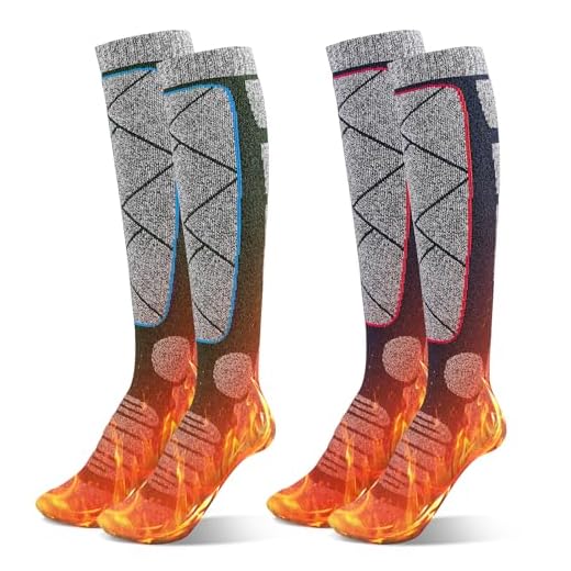 Comius Sharp 2 Pares Calcetines Esquí Térmicos de Lana, Calcetines Hombre Invierno, Calcetines Altos De Compresión Para Snowboard Calcetines Termicos Frio Extremo Gruesos Para Clima Frío