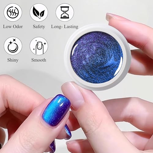 Esmalte gel efecto gato holográfico azul y morado 15ml miniatura 2