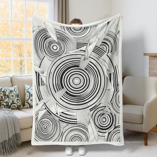 Couverture en peluche géométrique moderne noire de qualité - 2