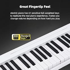 clavier électronique,HUIOP Piano électronique pliable à 61 touches Orgue électronique multifonctionnel Clavier de piano sensible à 61 touches avec écran LCD Batterie rechargeable intégrée Connectivité – Image 3