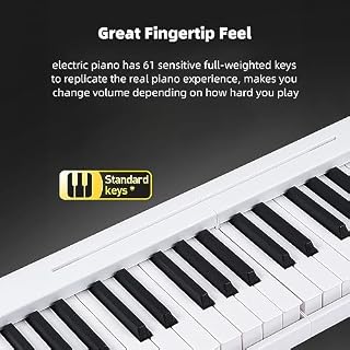 CHOYUE Piano électronique pliable à 61 touches Orgue électronique multifonctionnel Clavier de piano sensible à 61 touches avec écran LCD Batterie rechargeable intégrée Connectivité BT Instrument de mu - Les Beatles, Paul McCartney, John Lennon, RIngo Starr, George Harrison CHOYUE Piano électronique pliable à 61 touches Orgue électronique multifonctionnel Clavier de piano sensible à 61 touches avec écran LCD Batterie rechargeable intégrée Connectivité BT Instrument de mu – Image 6