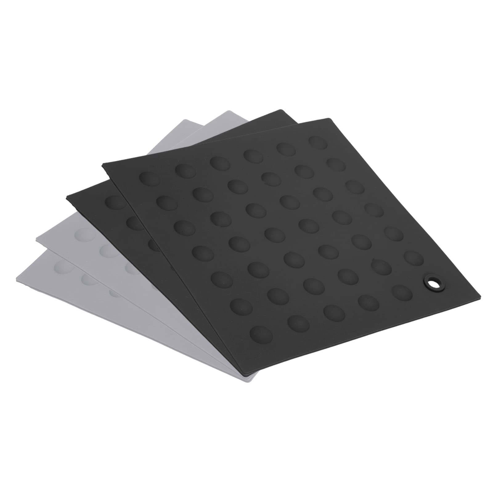 sourcing map 4Pcs Silicone Trivet Mats for Hot Dishes, Table, Countertop, Non-Slip Heat Resistant Kitchen Trivet Mat, Teapot Trivet, Drying Mat, Table Placemat, Hot Pad-Grey+Black