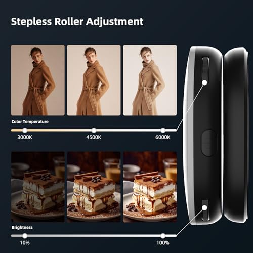 Image of Celfiexpt Magnetic Selfie Light with Mirror for iPhone & Android, Rechargeable LED Ring Light, CRI95+, 360 Rotation, Foldable Phone Fill Light for Selfies, Zoom & Vlogging (Black)