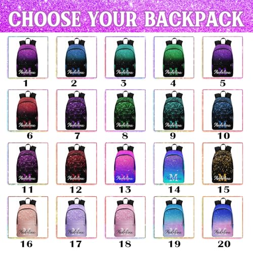Custom Backpack For Kids School Bag Backpack Gradient Color Style with Lunch Bag Bottle and Pencil Case2