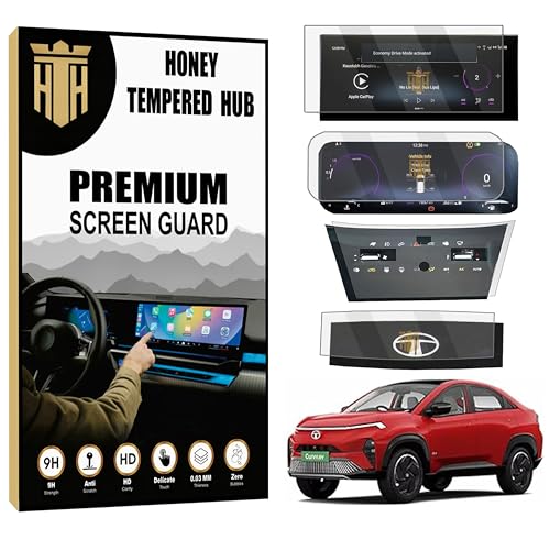 Image of Screen Guard For TATA CURVV EV 10.25 Inch Infotainment System + Instrument Cluster + Steering + AC Control Guard / 2024 Curvv.EV Accomplished & Accomplished+S Display Guard Accessories [Not Tempered Glass] 10.25 inch