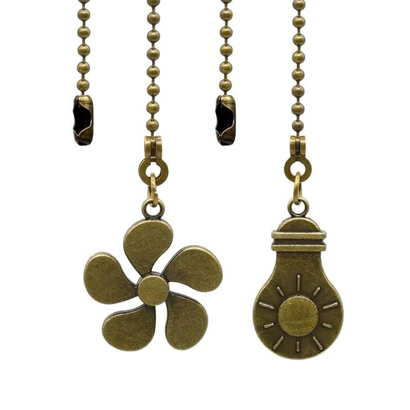 Image of Ceiling Fan Pull Chain Extension, 12 Inches Decorative Fan Pull Chain Pendant Set, Beaded Ball Fan Pull Chain Extender Ornament with Connector, (Antique Bronze)