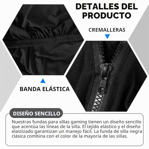 Miniatura 3 de Jsmtkj Funda Para Silla De Juegos, Elástica Funda Universal Para Silla De Ordenador De Juego Carreras Negro 4 Piezas