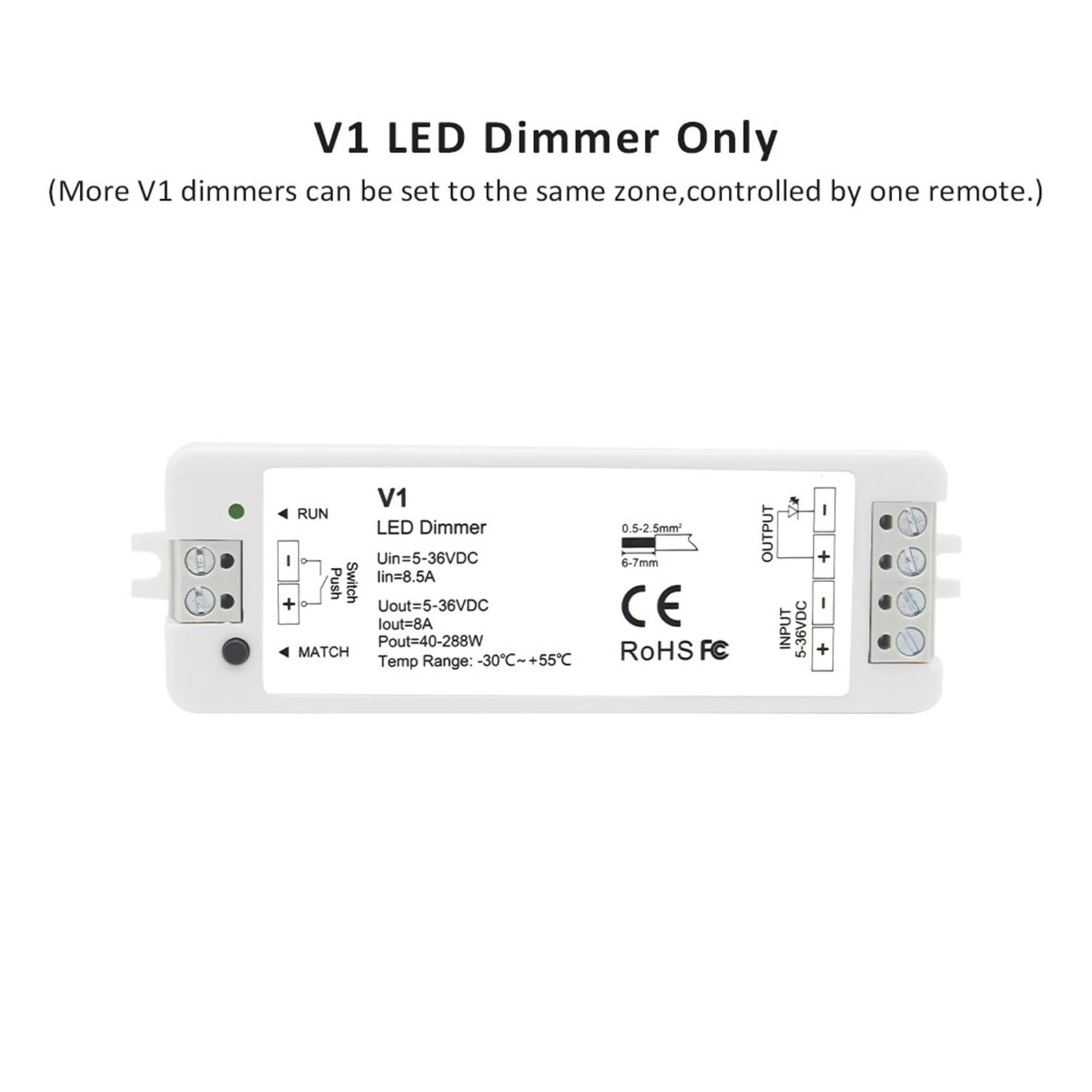 Atenuador LED de 4 zonas, 12V, 24V, 36V, tira LED monocromática, Kit de atenuación, interruptor de botón remoto, atenuación V1(V1 Only)