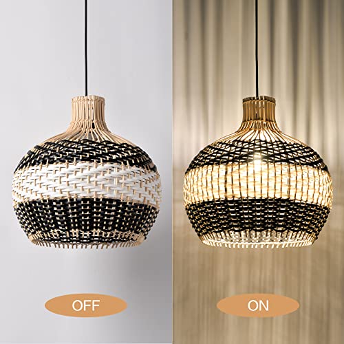 Arturesthome Rattan Pendant Light for Kitchen Island, Wicker Chandelier, Handmade Woven Hanging Ceiling Light Lampshade for Living Room Bedroom - Image 5