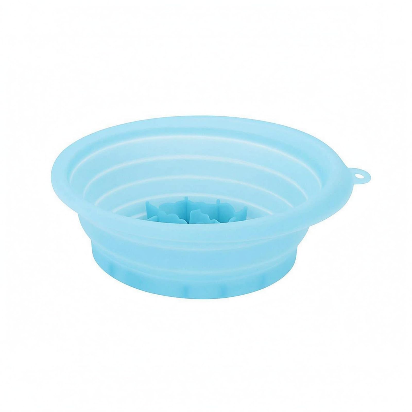Matte Finish Foldable Silicone Face Basin Ribbed Collapsible Face Bowl Wide Rim Facial Ice Bath Bowl Portable, Blue-image-13