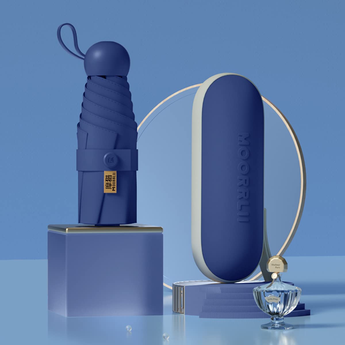 Moorrlii Travel Mini Ombrello per Borsa Con Caso-Piccolo Compatto Ombrello UV Protezione Sole-Leggero Piccolo Ombrello Tasca Con Caso Per Donne, Ragazze