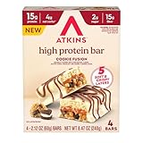 New Atkins High Protein Bars, Cookie Fusion Flavor, 15g of Protein, 4g Net Carbs, 4 Count