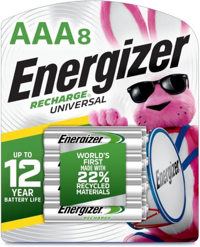 Image of Energizer Recharge Universal Rechargeable AAA Batteries,Triple A Batteries,8 Count (Pack of 12)