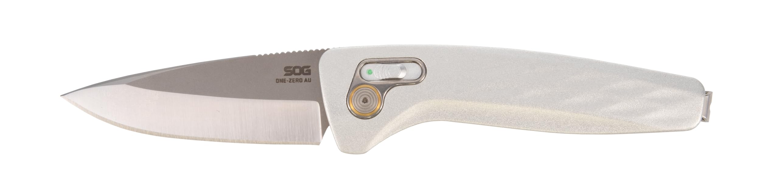 Photo 1 of SOG ONE ZERO AU? / 3.1" DROP POINT BLADE/BOX/SILVER + CHROME