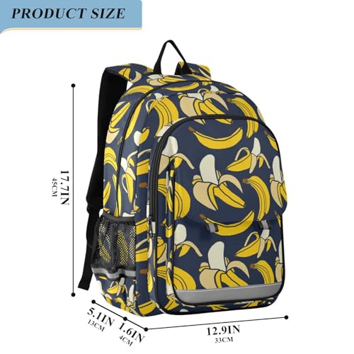 Yellow Fresh Fruit Banana Backpack Girls Boys Elementary School Bags Bookbags Laptop Backpack Travel Daypack Safe Reflective Stripes2