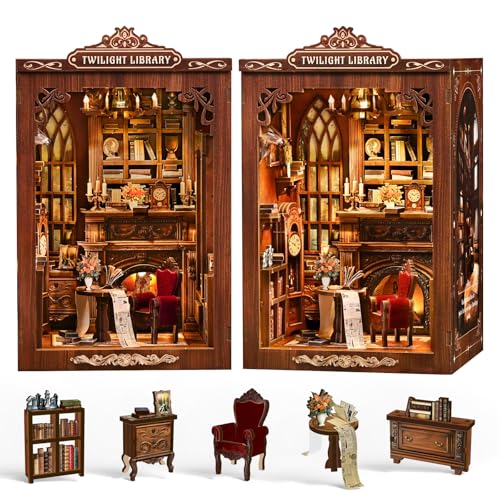 Sagiterra Book Nook Kit，DIY Miniature Dollhouse Kit for Adults and Teens，3D Wooden Tiny House...