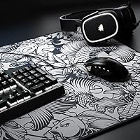 TITANWOLF - XXL Speed Gaming Mauspad Titanwolf Schwarz 900 x 400mm - XXL Mousepad - Tischunterlage Large Size - verbessert Präzision und Geschwindigkeit - Koi Design – Ansicht 4