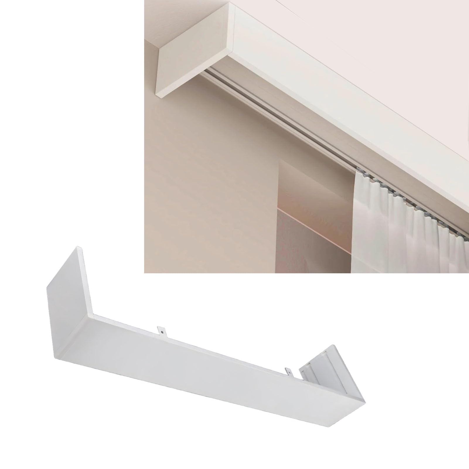 Cantonnière de 3m pour rideaux de plafond blancs dans un salon moderne