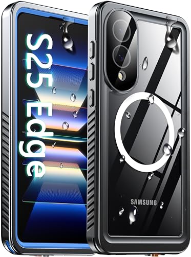 Oneagle for Samsung Galaxy S25 Edge Case Waterproof [Fit for MagSafe], 360° Full Body Rugged S25 Edge Case 6.7' [IP68 Underwater][Built-in Screen Protector & Lens Protector][12FT Mil-Grade], Blue