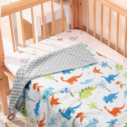 Image of HOMRITAR Baby Blanket for Kids Super Soft Minky Blanket with Dotted Backing, Dinosaurs Multicolor Printed for Toddlers Nursery 30 x 40 inch (75 x 100 cm)