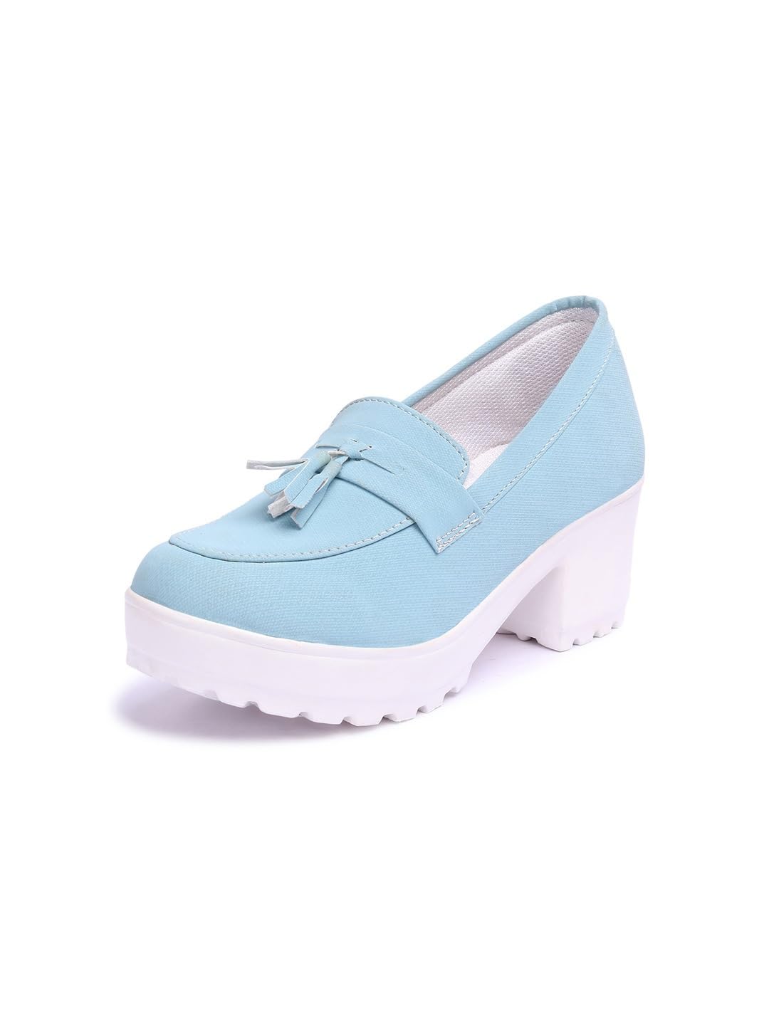 FASHIMO Women’s Round-Toe Block Heels Loafers? Elegant Tassel Loafer for Formal and Casual Wear