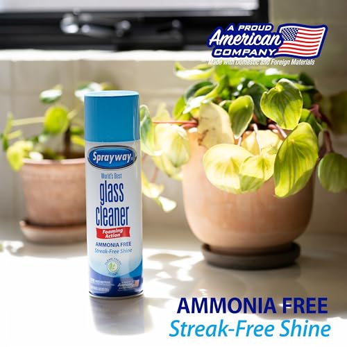 Image of Sprayway Glass Cleaner Foaming Aerosol Spray, 19oz, Pack of 2 | Ammonia-Free, Streakless, Fast-Acting | Cleans & Polishes Glass Surfaces | Fresh Scent, Removes Fingerprints, Dust, Dirt, Smoke Film