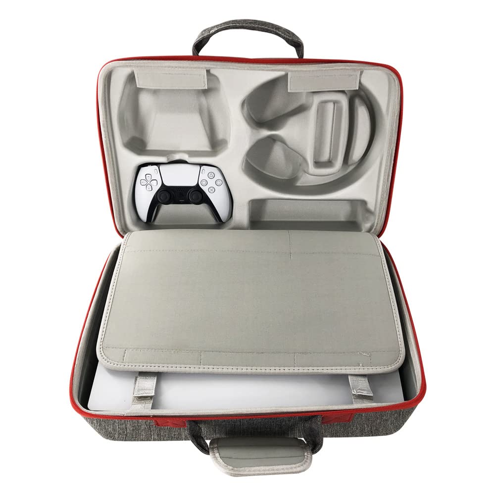 Custodia protettiva per PS5 Host - Custodia rigida in EVA per custodia protettiva per controller P5 con tracolla, Grigio, Borsa portaoggetti per PS5 Host Protettivo