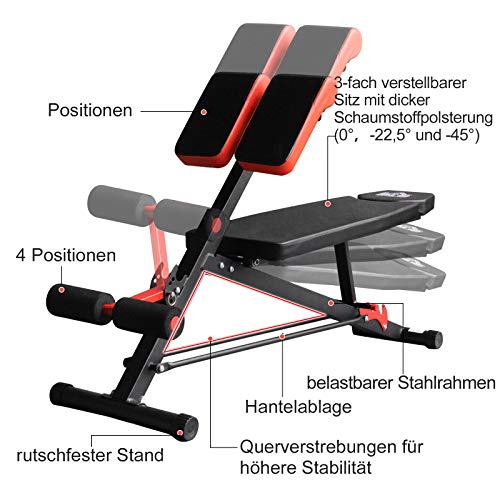 HOMCOM halterbank fitnessbank schuine bank multifunctioneel buiktrainer verstelbaar rvs zwart 64 x 146 x 73,5-85 cm - Image 5