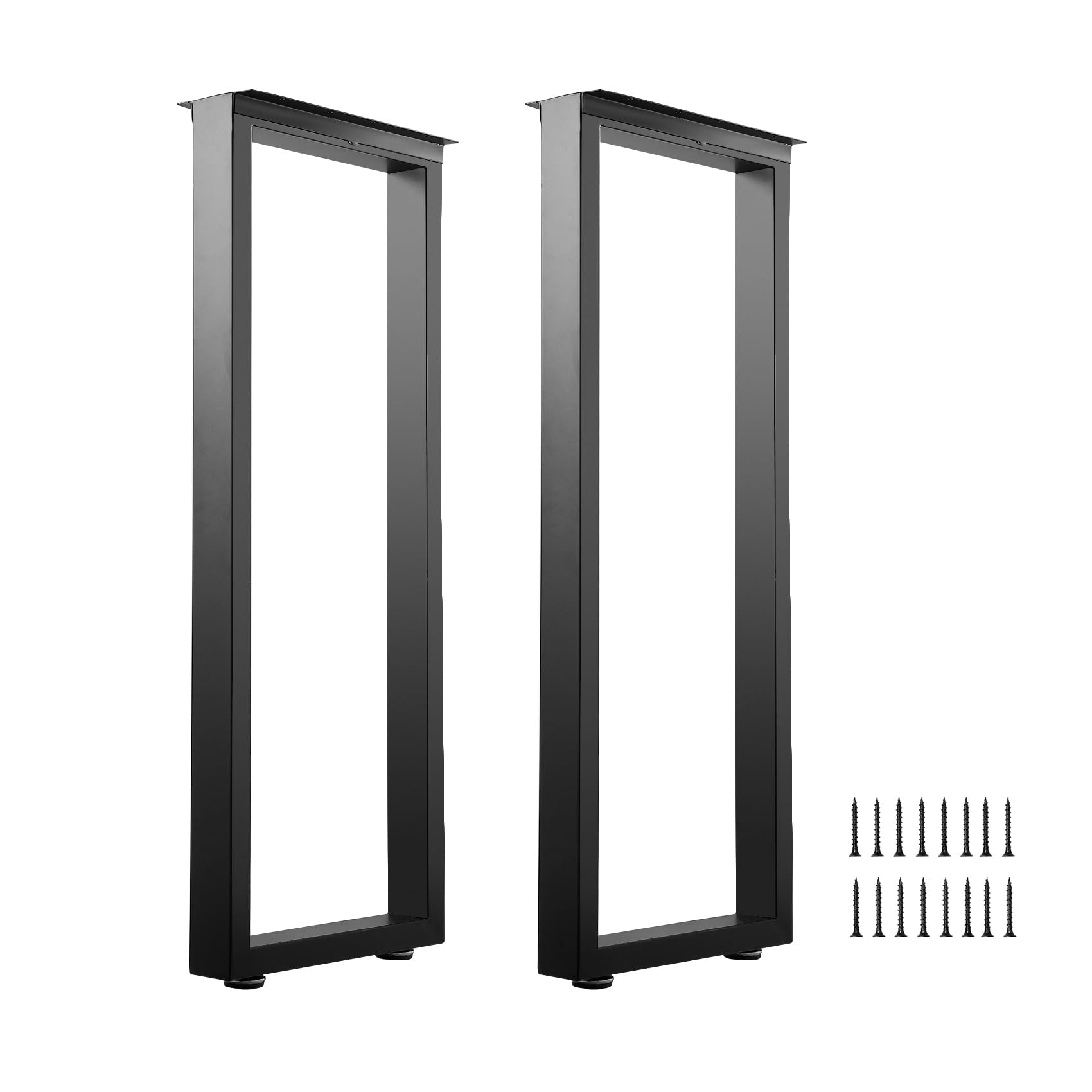 36 Inch Metal Bar Table Legs, Heavy Duty Dining Table Leg Desk Legs with Adjustment Feet, Black, Set of 2