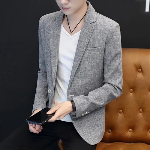 Men's Casual Coat Fashion Single Button Light Simple Suit Handsome Outerwear 6