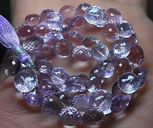 LKBEADS 9 Inch Strand, PINK AMETHYST Faceted Onion Shape Briolettes 11-8mm