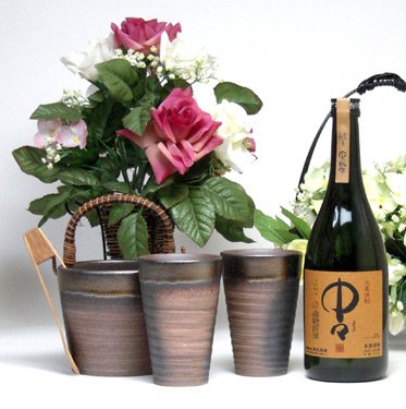 豪華酒器セット陶芸作家 安藤嘉規作(黒木本店 大麦焼酎 中々 25度 720ml)