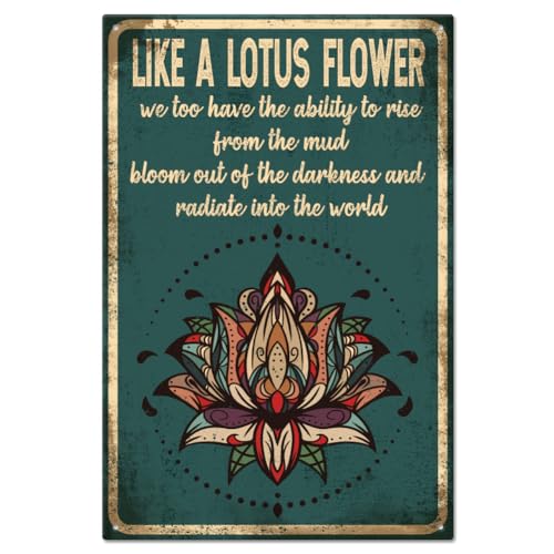 Letrero de metal con texto en inglés 'Like A Lotus', divertido letrero de estaño vintage de 8 x 12 pulgadas como un loto para interiores y exteriores, hogar, bar, café, cocina, decoración de pared
