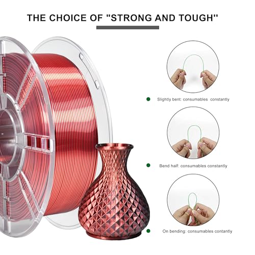 Image of iBOSS PLA+ 3D Printer Filament, Silk PLA PRO Filament 1.75mm Dual Color 3D Filament, Shiny Silk Color Change 3D Printing Filament 1KG /2.2lb, Compatible with Most FDM Printer, Silk PLA Plus Red Black