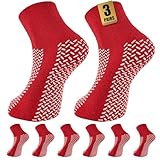 SukModen Krankenhaussocken mit Doppelprofil – 3 Paar Rutschfeste Stoppersocken mit Noppen Sturzschutz Slipper Socken für Männer und Frauen, Anti-Rutsch Haussocken für Pflege, Reha & Zuhause